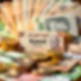 Kuwaiti Dinar notes and coins arranged aesthetically