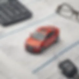 Calculator and car keys on a financial document