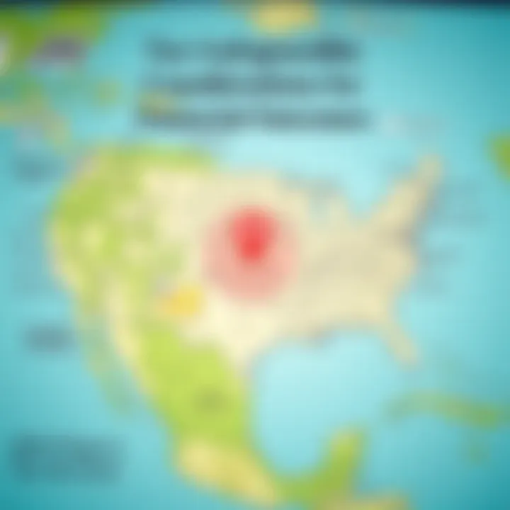 Map highlighting geographic considerations for tax services