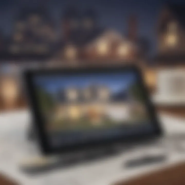 Close-up of a tablet showcasing real estate analysis software