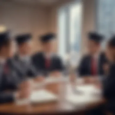 Finance degree graduates in a corporate meeting