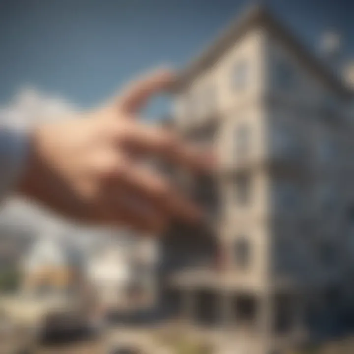 A hand inspecting the structural integrity of a property