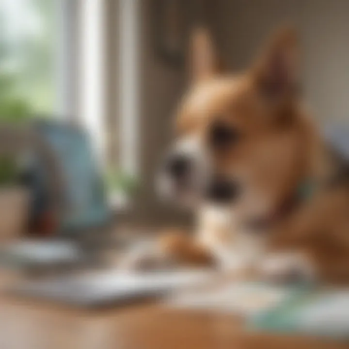 A concerned pet owner reviewing credit card documentation