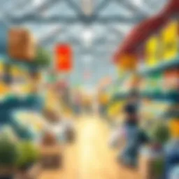 A diverse marketplace showcasing various physical goods.