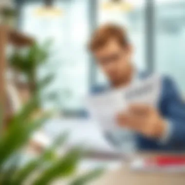 An individual reviewing loan documents