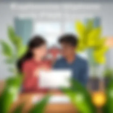 A couple looking at housing options online