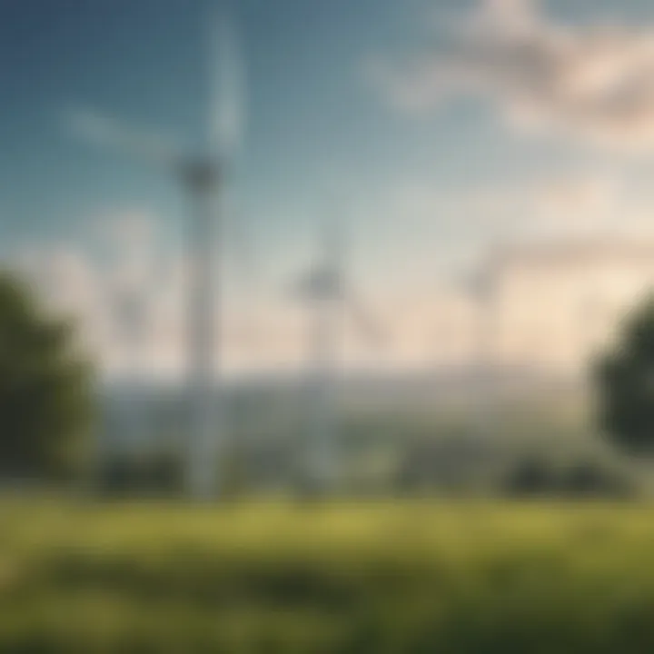 Wind turbines standing tall in a lush landscape symbolizing clean energy