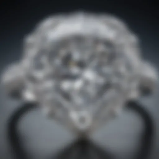 A detailed close-up of a luxurious diamond ring showcasing its brilliance and clarity