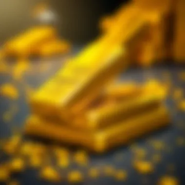 Glittering gold bars stacked elegantly