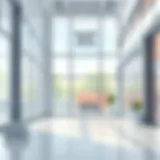 A modern vacant retail space with large windows