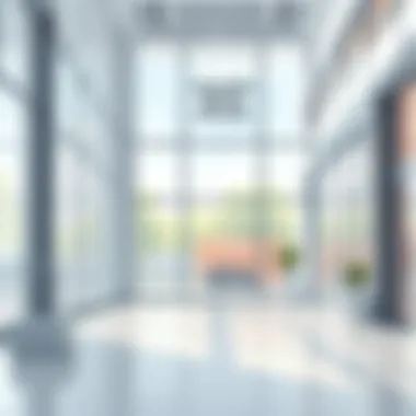 A modern vacant retail space with large windows