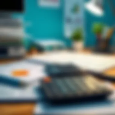 An organized workspace showing tax documents and a calculator