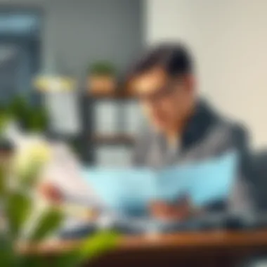 A professional reviewing financial records and receipts