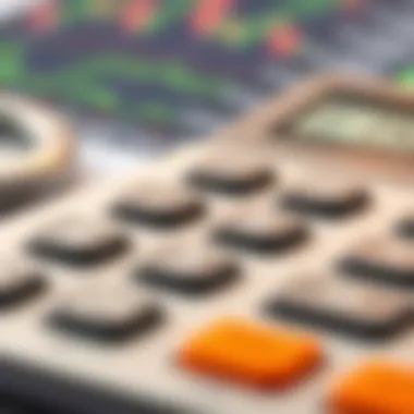 Close-up of a calculator with stock data analysis